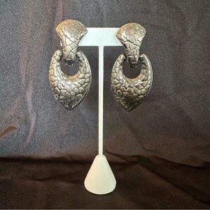 Lightweight, Door Knocker Style Earrings in Dark Silver Color